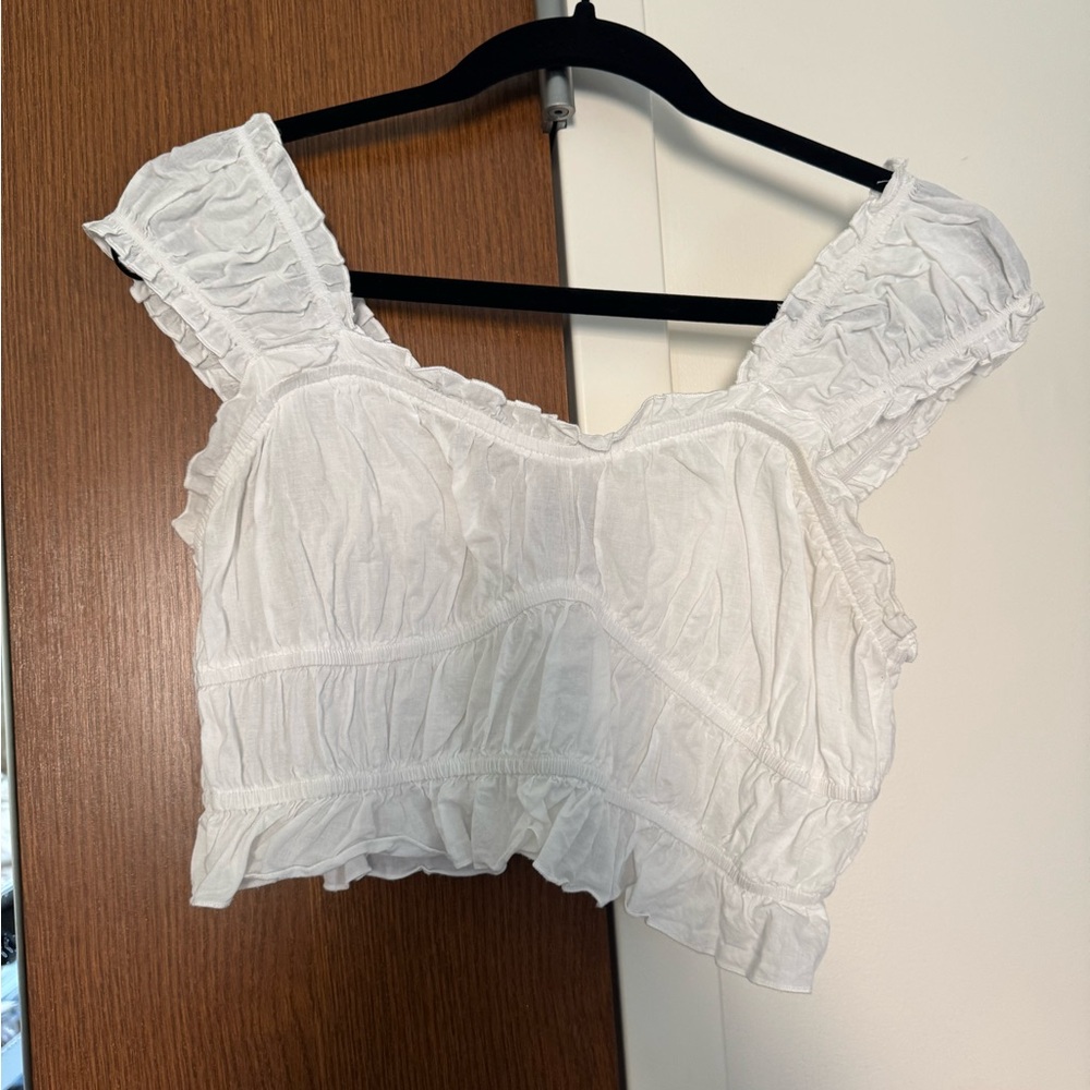 White Ruffled Women's Top